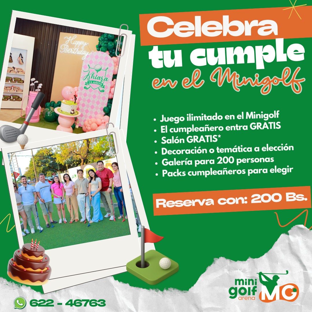 🎉 ¡Tu cumpleaños se celebra diferente en Minigolf Arena! 🎂✨